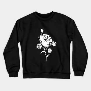 White Rose on Black Crewneck Sweatshirt